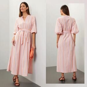 YERSE Blanca Multicolored Stripe Cotton Dress - Size S